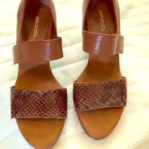 🔥2/$45.NWOT Open toe heels, faux snake skin strap